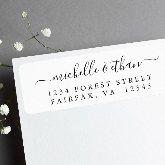 Elegant Calligraphy Return Address Etiket