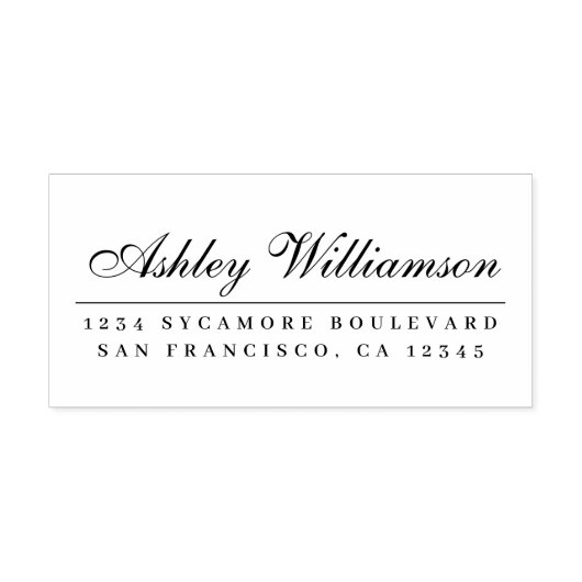 Elegant Calligraphy Return Address Rubber Stamp Rubberstempel (Afrduk)