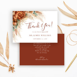 Elegant Calligraphy Romantic Floral Boho Wedding Bedankkaart