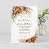 Elegant Calligraphy Romantic Floral Boho Wedding Kaart (Staand voorkant)