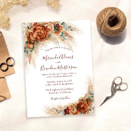 Elegant Calligraphy Romantic Floral Boho Wedding Kaart