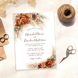 Elegant Calligraphy Romantic Floral Boho Wedding Kaart