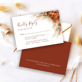 Elegant Calligraphy Romantic Floral Boho Wedding RSVP Kaartje