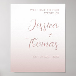 Elegant Calligraphy Roos Gold Gradient Wedding Poster