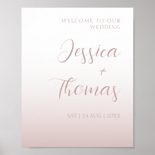 Elegant Calligraphy Roos Gold Gradient Wedding Poster (Voorkant)