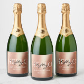 Elegant Calligraphy Roos Gold Hallo 50-jarige dag Sparkling Wijnetiket (Flessen)