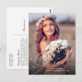 Elegant Calligraphy Roos Gold Photo Afstuderen Briefkaart (Voorkant / Achterkant)