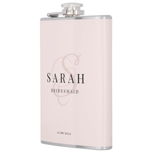 Elegant Calligraphy Roos Monogram Bridesmaid Gift Heupfles (Links)