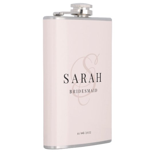 Elegant Calligraphy Roos Monogram Bridesmaid Gift Heupfles (Rechts)