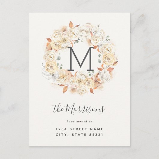 Elegant Calligraphy Rozen New Address Moving Briefkaart (Voorkant)