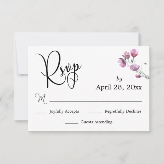 Elegant Calligraphy RSVP Waterverf Wilde bloem (Voorkant)