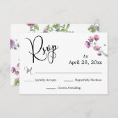 Elegant Calligraphy RSVP Waterverf Wilde bloem (Voorkant / Achterkant)