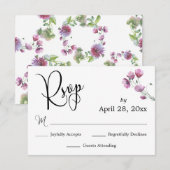 Elegant Calligraphy RSVP Waterverf Wilde bloem Kaartje (Voorkant / Achterkant)