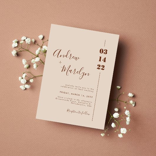 Elegant Calligraphy Rustic and Cream Wedding Kaart