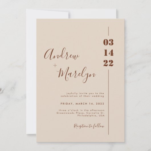Elegant Calligraphy Rustic and Cream Wedding Kaart (Voorkant)