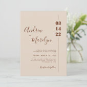 Elegant Calligraphy Rustic and Cream Wedding Kaart (Staand voorkant)
