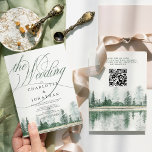 Elegant Calligraphy Rustic Forest QR Code Wedding Kaart<br><div class="desc">Elegant Calligraphy Rustic Forest QR Code Wedding Invitation</div>