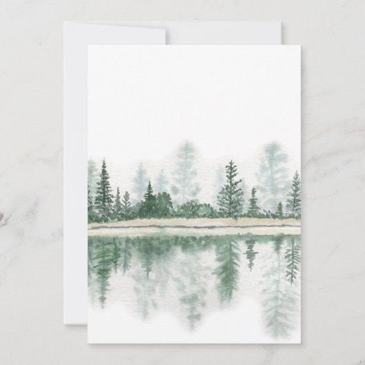 Elegant Calligraphy Rustic Mountains Wedding Kaart (Achterkant)