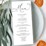 Elegant Calligraphy Rustic Sage Green Wedding Menu<br><div class="desc">Ontworpen om met ons Romantic de trouwkaart van het Manuscript van het Manuscript, deze klantgerichte kaart van het Menu te coördineren, kenmerkt een het vegen tekst van de manuscriptkalligrafie die met een klastige serif doopvont in zwart met een bevroren groenrug en een klantgericht monogram wordt in paren wordt gerangschikt. Overeenkomende...</div>