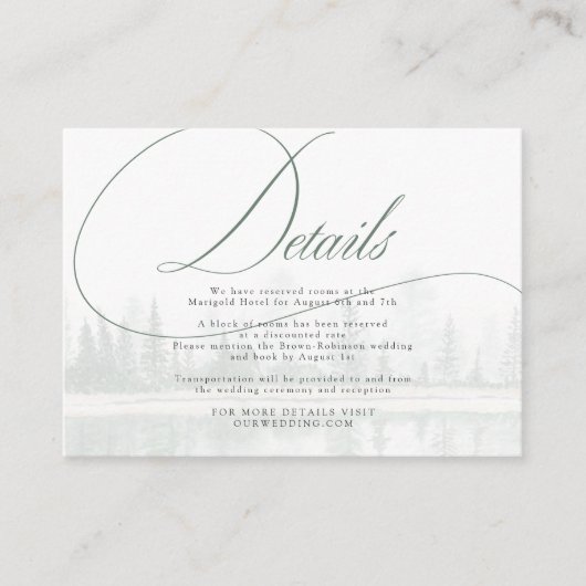 Elegant Calligraphy Rustic Wedding Details Kaart (Voorkant)