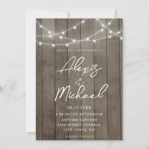 Elegant Calligraphy Rustic Wedding Invitation Kaart
