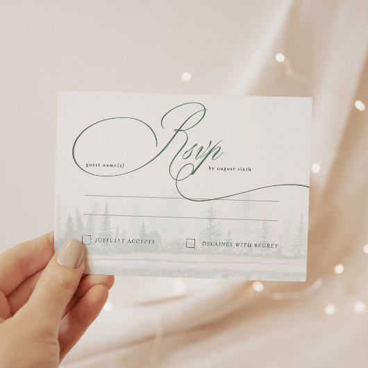 Elegant Calligraphy Rustic Wedding RSVP Kaart
