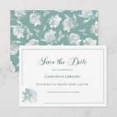Elegant Calligraphy Sage Green Floral Wedding Save The Date (Voorkant / Achterkant)