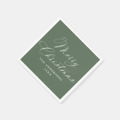 Elegant Calligraphy Sage Green Merry Christmas Servet (Hoek)
