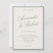 Elegant Calligraphy Sage Green Old Money Wedding Kaart (Voorkant)