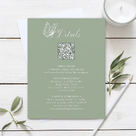 Elegant Calligraphy Sage Green Wedding Details Informatiekaartje