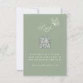 Elegant Calligraphy Sage Green Wedding QR Code RSVP Kaartje (Voorkant)