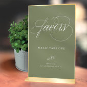 Elegant Calligraphy Sage Minimal Leaf Favor Sign Poster