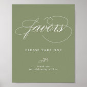 Elegant Calligraphy Sage Minimal Leaf Favor Sign Poster (Voorkant)