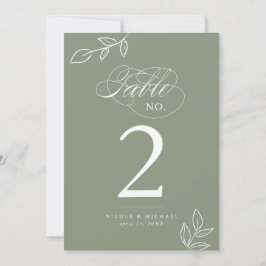 Elegant Calligraphy Sage Table Number