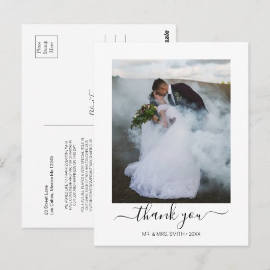 Elegant Calligraphy Schrift Trouwfoto Bedankje Briefkaart (Voorkant / Achterkant)