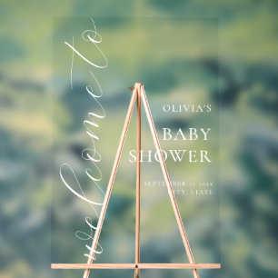 Elegant Calligraphy Script Baby shower Welkom Acryl Bord