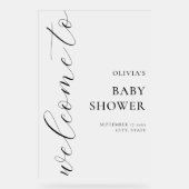 Elegant Calligraphy Script Baby shower Welkom Acryl Bord (Voorkant)