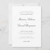 Elegant Calligraphy Script Black and White Wedding Kaart (Voorkant)