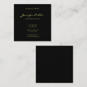 Elegant Calligraphy Script Black Gold Trendy Luxe Vierkante Visitekaartje (Voorkant / Achterkant)