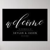 Elegant Calligraphy Script Black Welcome Wedding Poster (Voorkant)