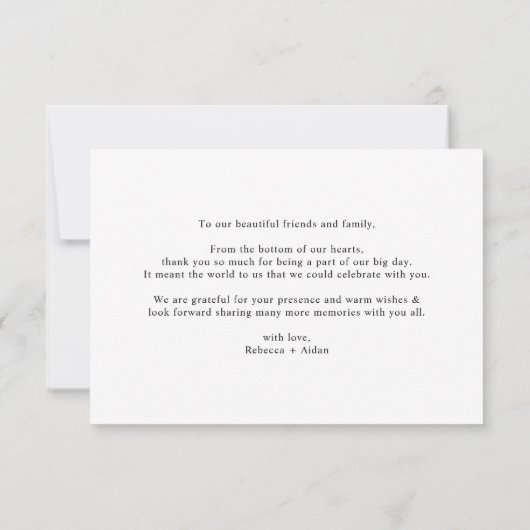 Elegant Calligraphy Script Black & White Wedding Bedankkaart (Achterkant)