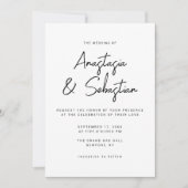 Elegant Calligraphy Script Black & White Wedding Kaart (Voorkant)
