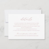 Elegant Calligraphy Script Blush Wedding Details Kaart (Voorkant)