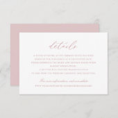 Elegant Calligraphy Script Blush Wedding Details Kaart (Voorkant / Achterkant)