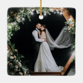 Elegant Calligraphy Script Couple Photo Love Keramisch Ornament (Achterkant)