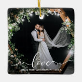 Elegant Calligraphy Script Couple Photo Love Keramisch Ornament (Voorkant)