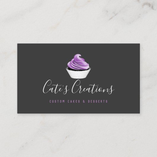 Elegant Calligraphy Script Cupcake Baker Visitekaartje (Voorkant)