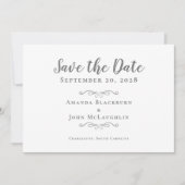 Elegant Calligraphy Script Delicate Romantic Gray Save The Date (Voorkant)