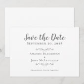 Elegant Calligraphy Script Delicate Romantic Gray Save The Date (Voorkant / Achterkant)