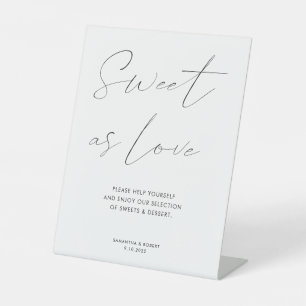 Elegant Calligraphy Script Dessert Station Wedding Reclamebord Met Voetstuk